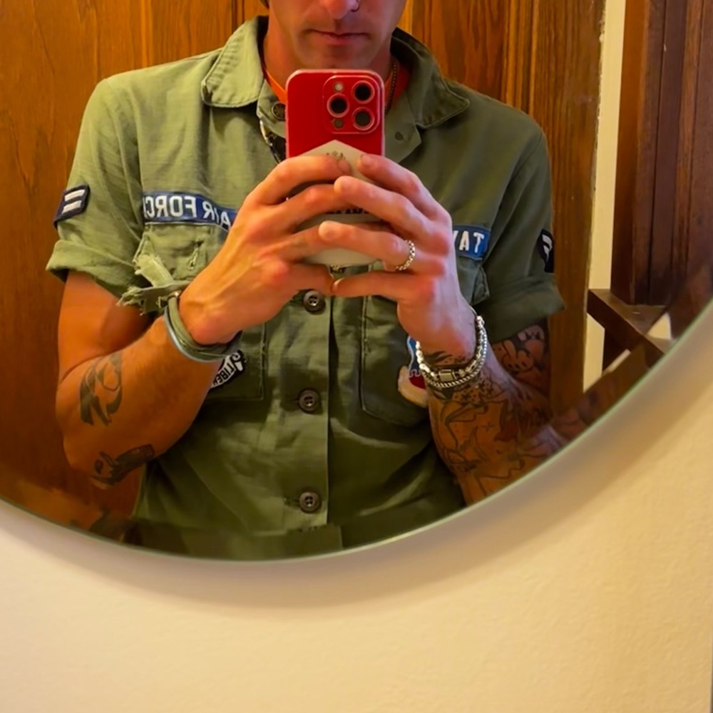 U.S. Army Olive Green Field Jacket with Blue Accents